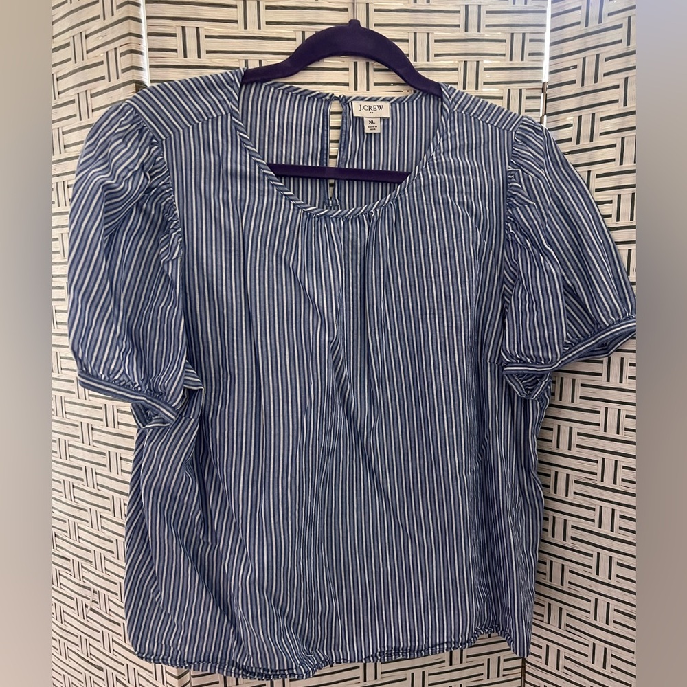 J Crew blue and white striped blouse
